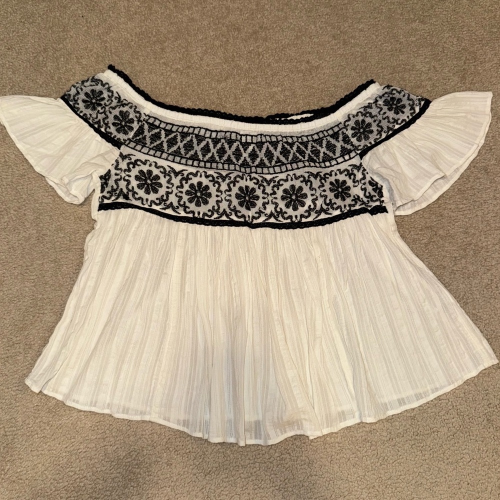 American Eagle Off-the-Shoulder Embroidered Top